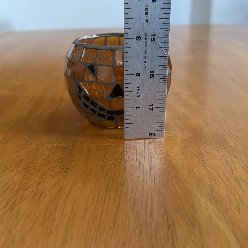 🛑Fall Pumpkin Mosaic Glass Candle Holder Autumn Thanksgiving